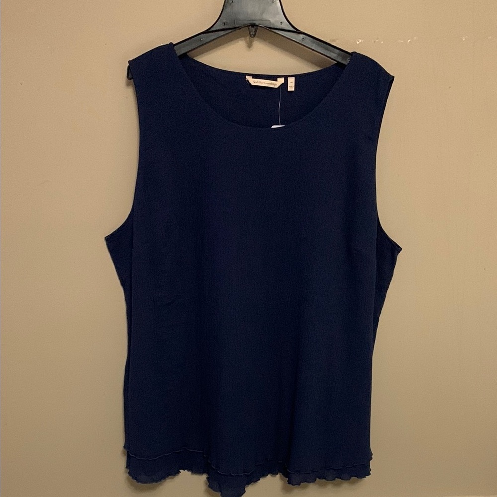 Soft Surroundings Women’s Siesta Key Tank Sleeveless Gauzy Pullover Navy 3X
